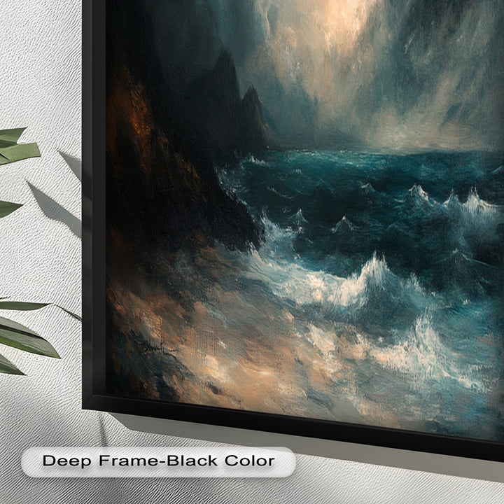 Ocean Wall Art - Stormy Coastline Seascape Oil Painting