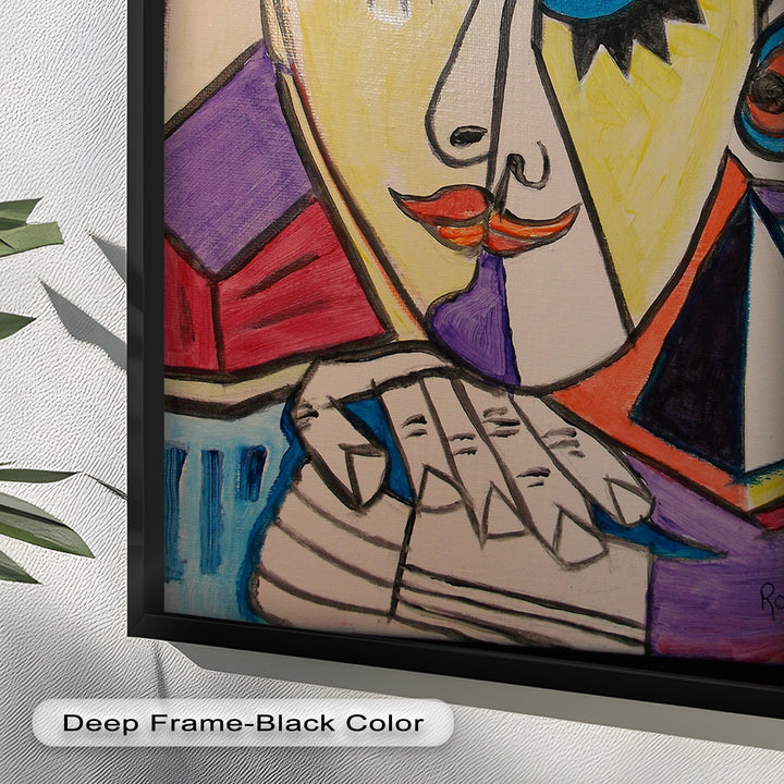 Unified Gaze – Dual Expression Abstract Picasso Oil Painting