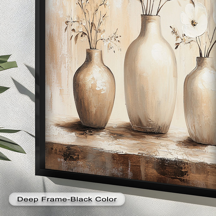 Serenity in Neutral Tones – White Floral Still Life Oil Painting
