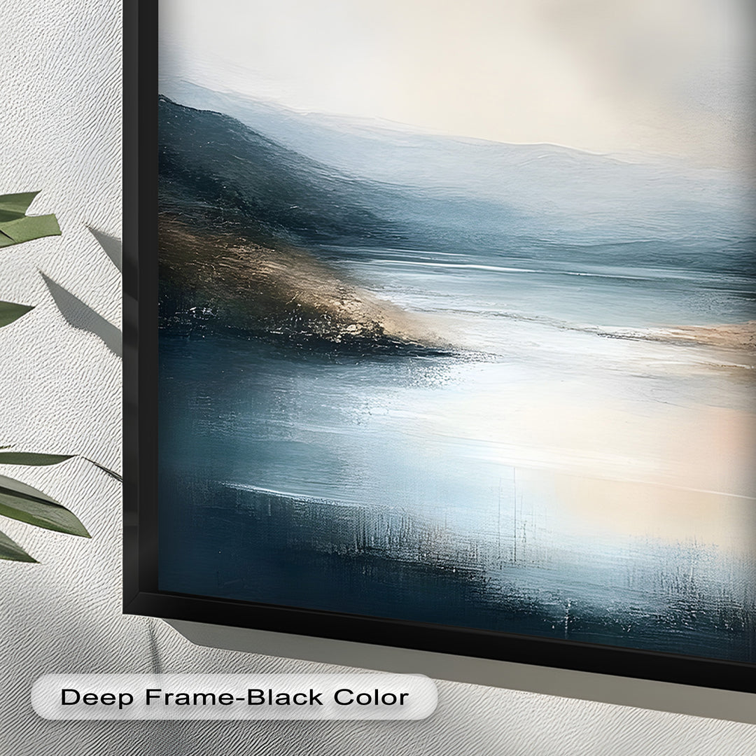 Misty Mountain Lake Landscape - Framed Oil Painting