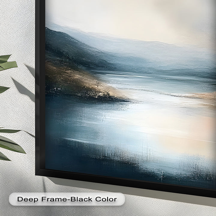 Misty Mountain Lake Landscape - Framed Oil Painting