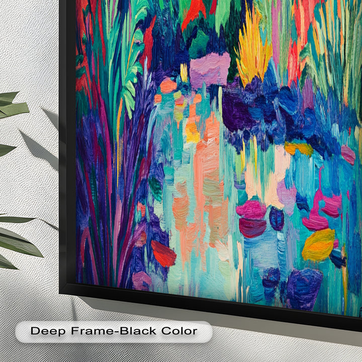 Sunset Reflections Oil Painting – Fauvist Lakeside Dreamscape