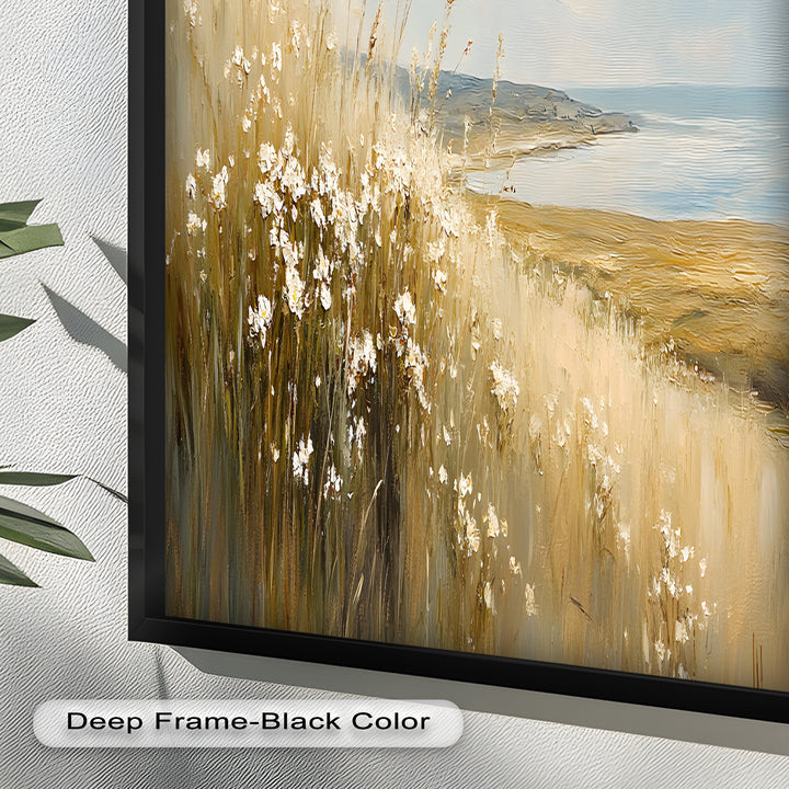 Wildflower Field Landscape – Serene Coastal Oil Painting