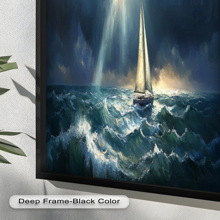 Stormy Horizon – Boat Oil Painting
