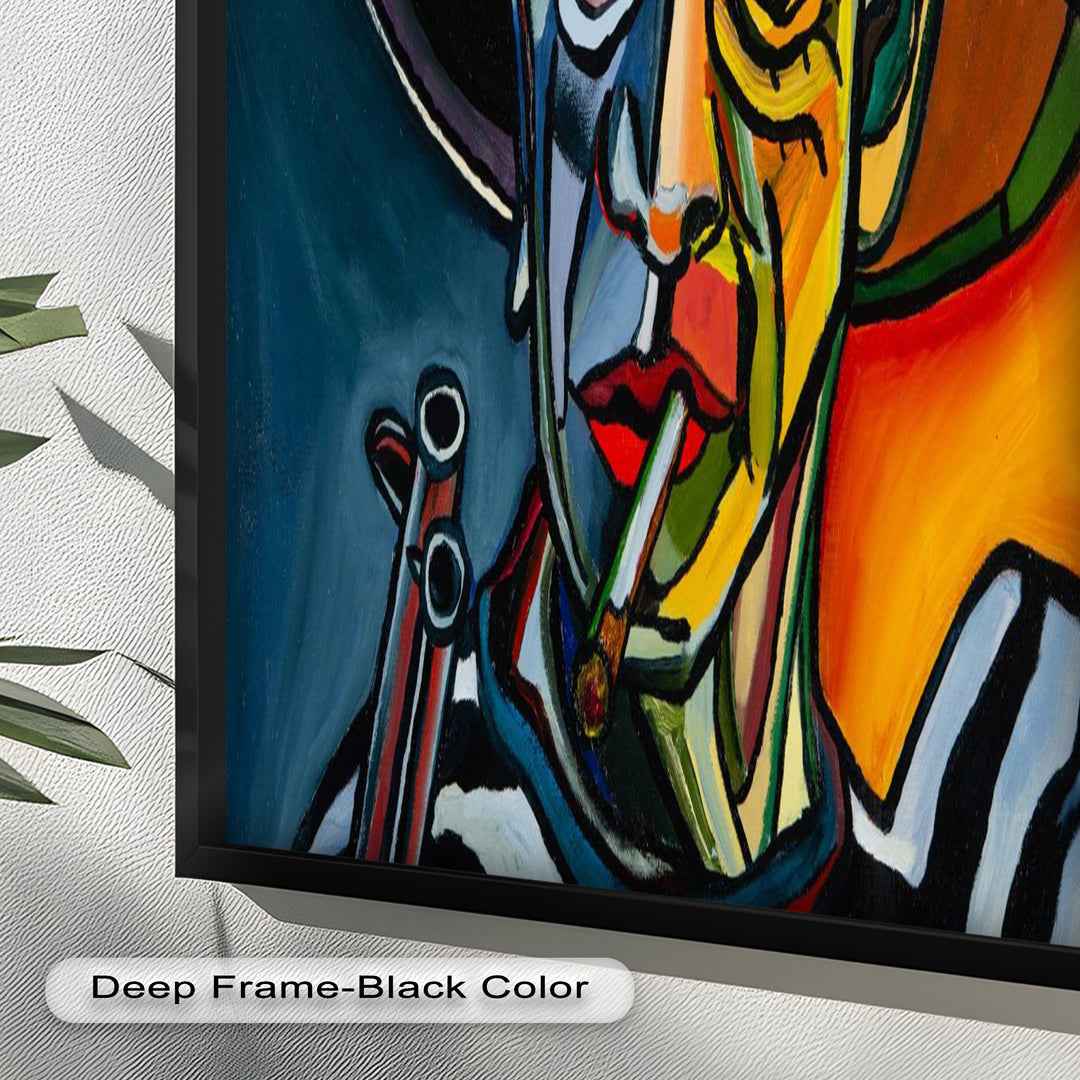 Rebel's Gaze – Bold Cubist Portrait Picasso Oil Painting