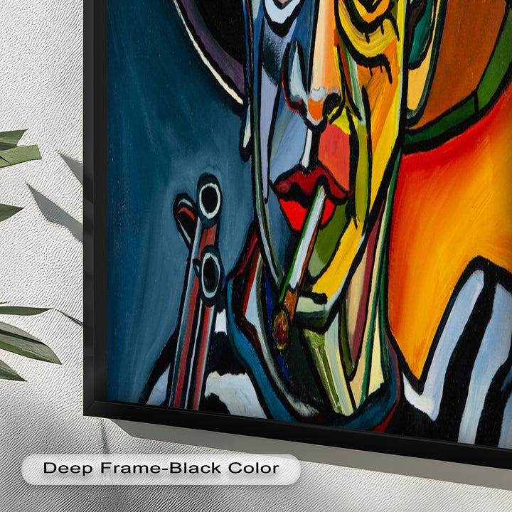 Rebel's Gaze – Bold Cubist Portrait Picasso Oil Painting