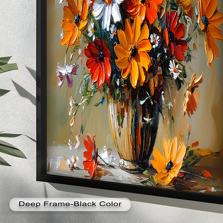 Orange & White Flowers – Botanical Oil Painting