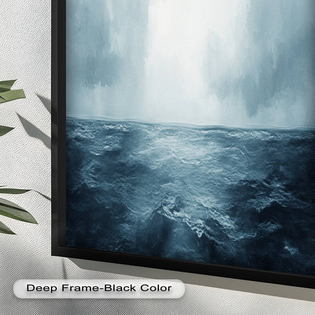 Ocean Horizon Calm – Minimalistisches blaues Meereslandschafts-Ölgemälde