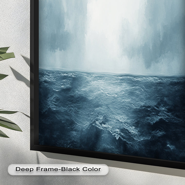 Ocean Horizon Calm – Minimalistisches blaues Meereslandschafts-Ölgemälde