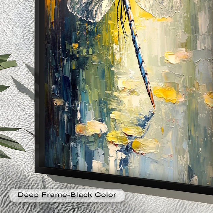 Shimmering Dragonfly Over Lily Pond – Animal Oil Painting