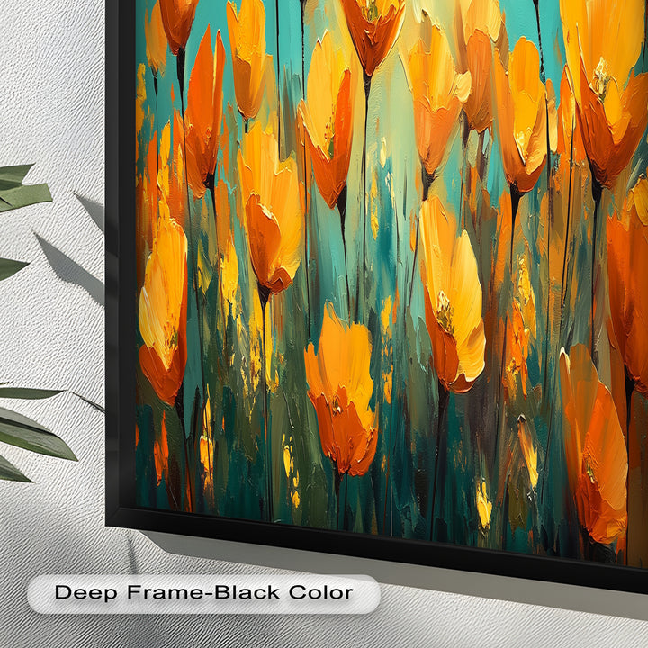 Leuchtend orangefarbene Mohnblumen-Wandkunst – Blumen-Ölgemälde