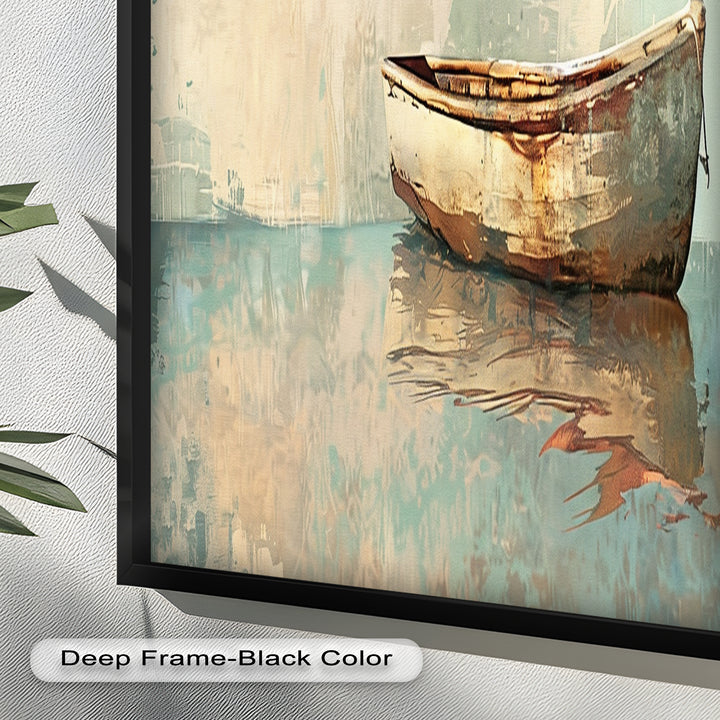 Old Wood Boat – Framed Oil Painting