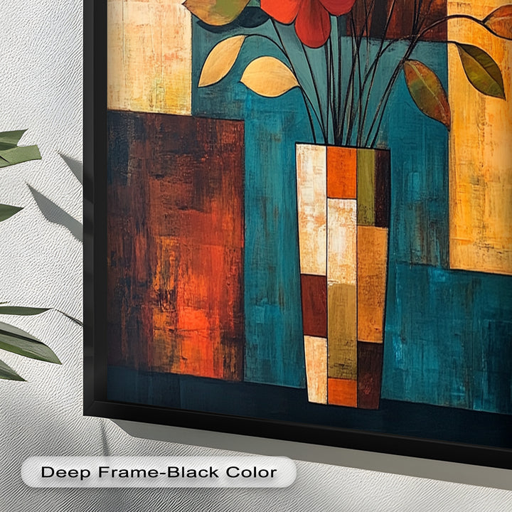 Geometric Bloom – Modern Floral Abstract Oil Painting