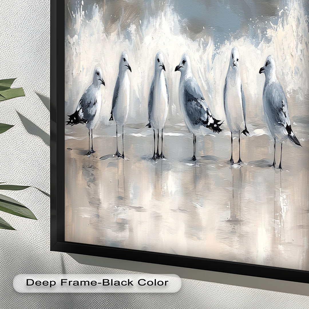 Seagulls and Surf – Bird Oil Painting