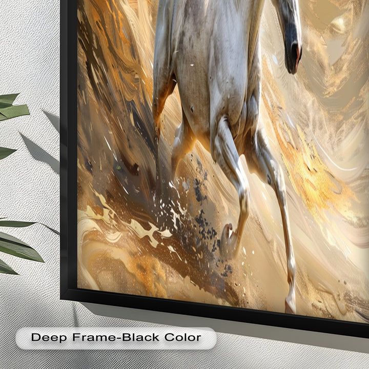 Majestic White Horse – Dynamic Equine Oil Painting