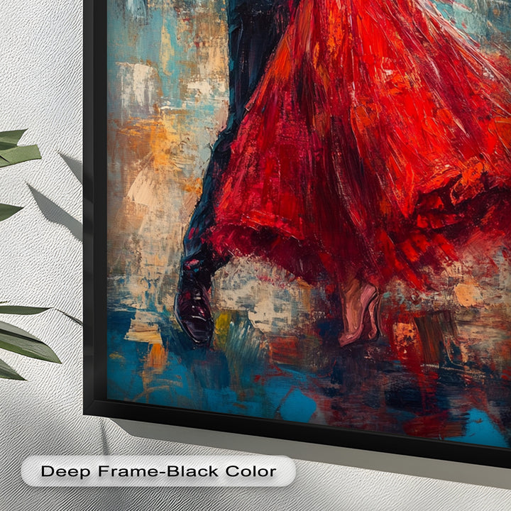 Flamenco Fire – Romantic Couple in Red Dress Oil Painting