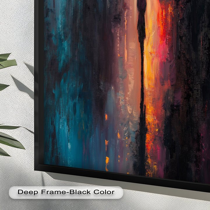 Evening Solitude – Romantic Rainy Stroll Love Oil Painting