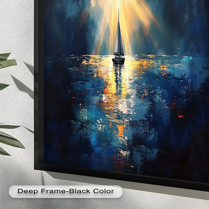 Radiant Horizon – Sailboat at Sunset Oil Painting