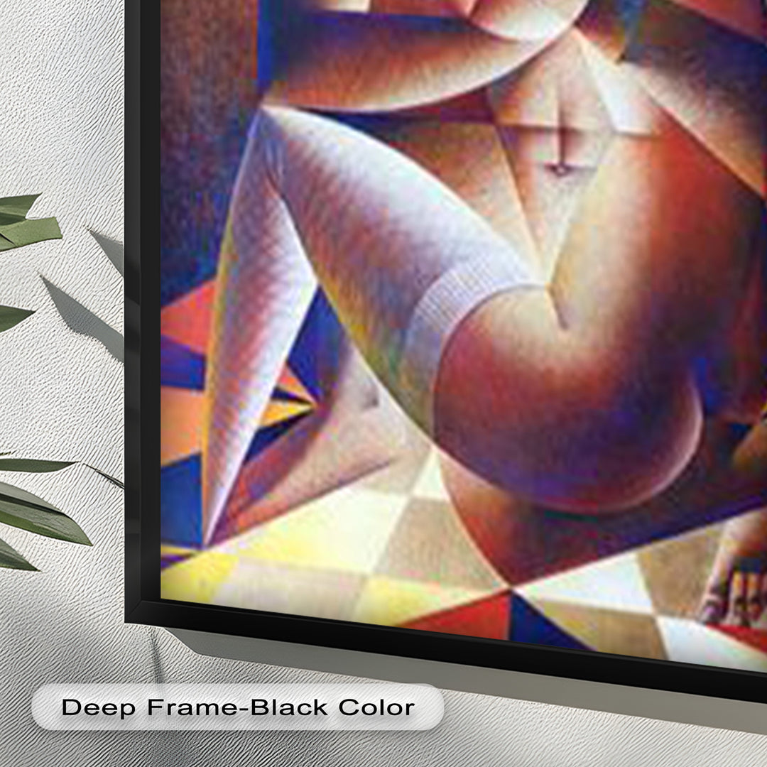 Entwined Forms – Abstract Lovers in Geometric Harmony Picasso Oil Painting