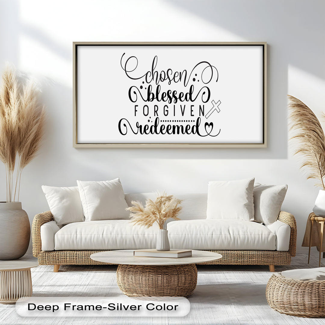 Chosen, Blessed, Forgiven, Redeemed – Bible Verse Oil Painting