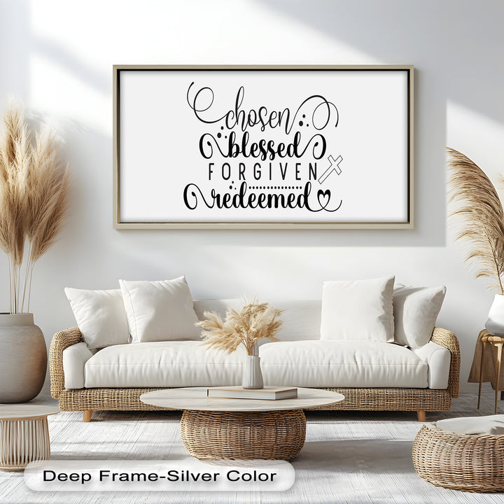 Chosen, Blessed, Forgiven, Redeemed – Bible Verse Oil Painting