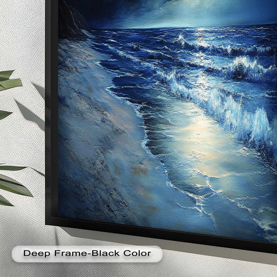 Ocean Wall Art - Stormy Night Seascape Oil Painting
