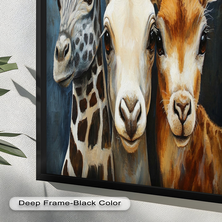 Trio of Giraffes – Animal Oil Painting