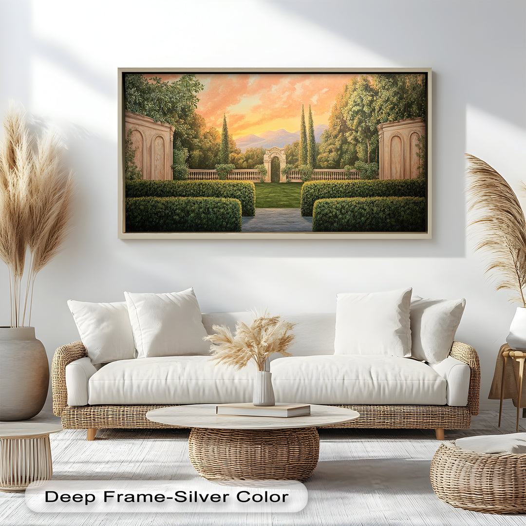 Sunset Garden Gateway – Classical Landscape Oil Painting