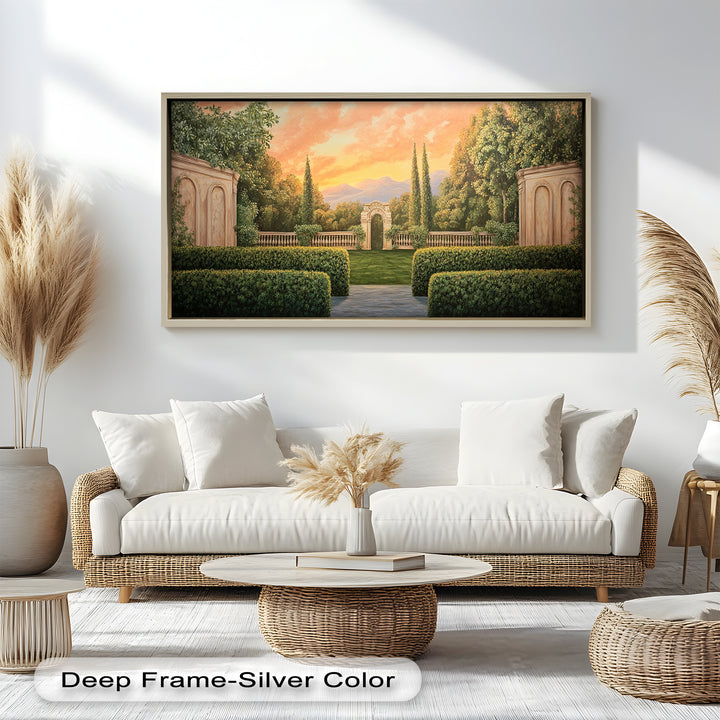 Sunset Garden Gateway – Classical Landscape Oil Painting