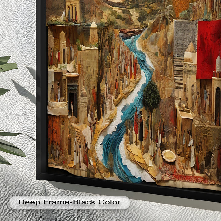 River of Time – Ancient Civilization Collage Picasso Oil Painting