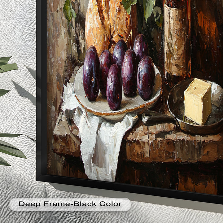 Farmhouse Kitchen Plum & Bread – Still Life Oil Painting