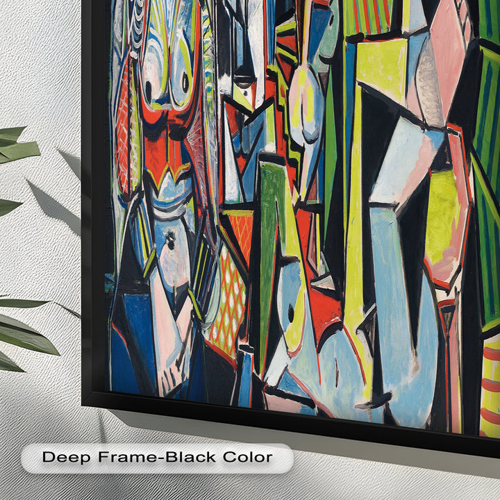 The Mirror Within – Bold Cubist Interior Picasso Oil Painting