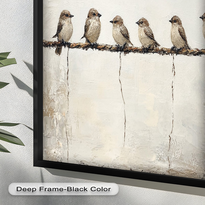 Six Birds in Stillness – Animal Oil Painting