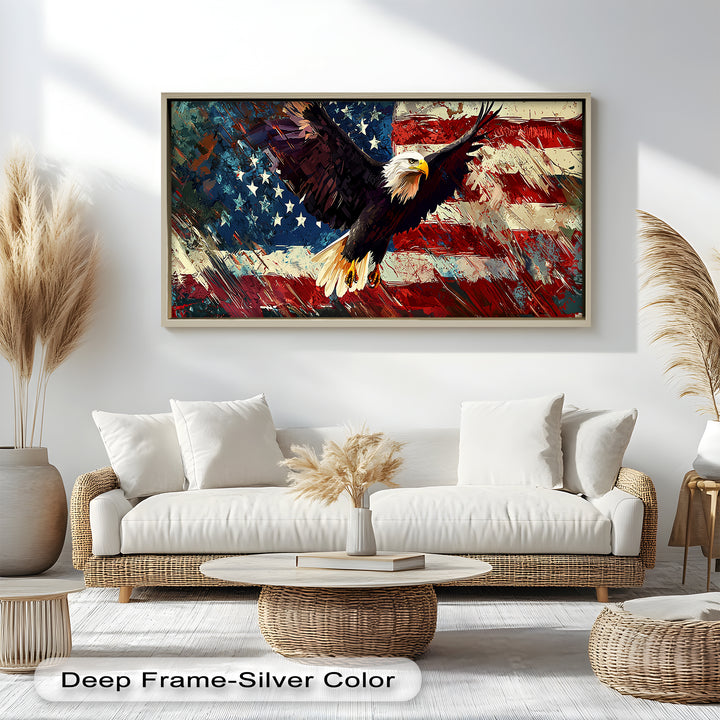 Soaring Freedom – Patriotic Eagle Oil Painting