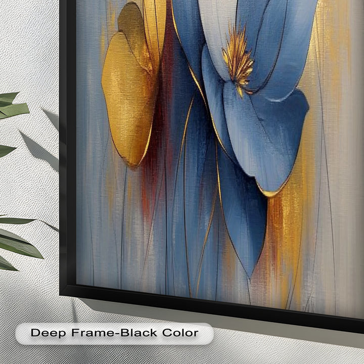 Blaue Magnolien-Wandkunst – Blumen-Ölgemälde