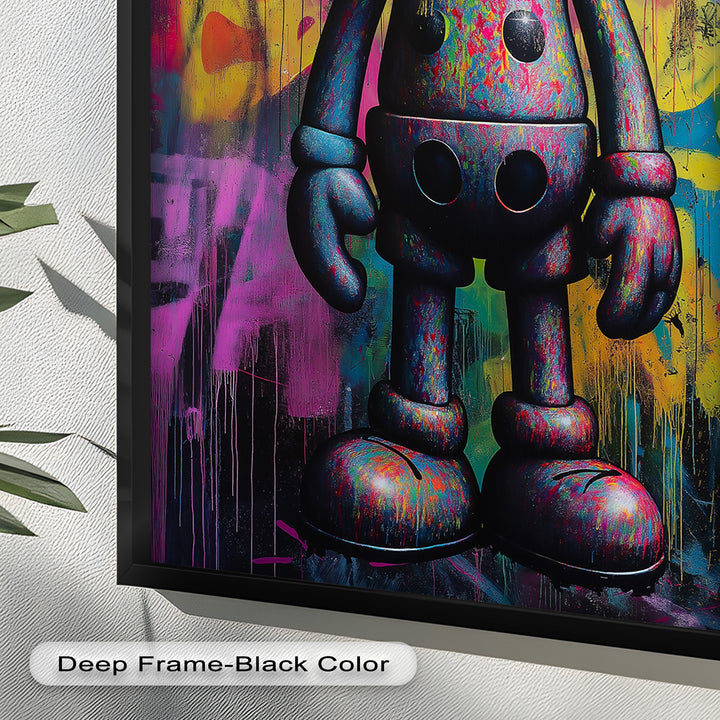 Neon Skull Companion – Mehrfarbiges KAWS-Ölgemälde