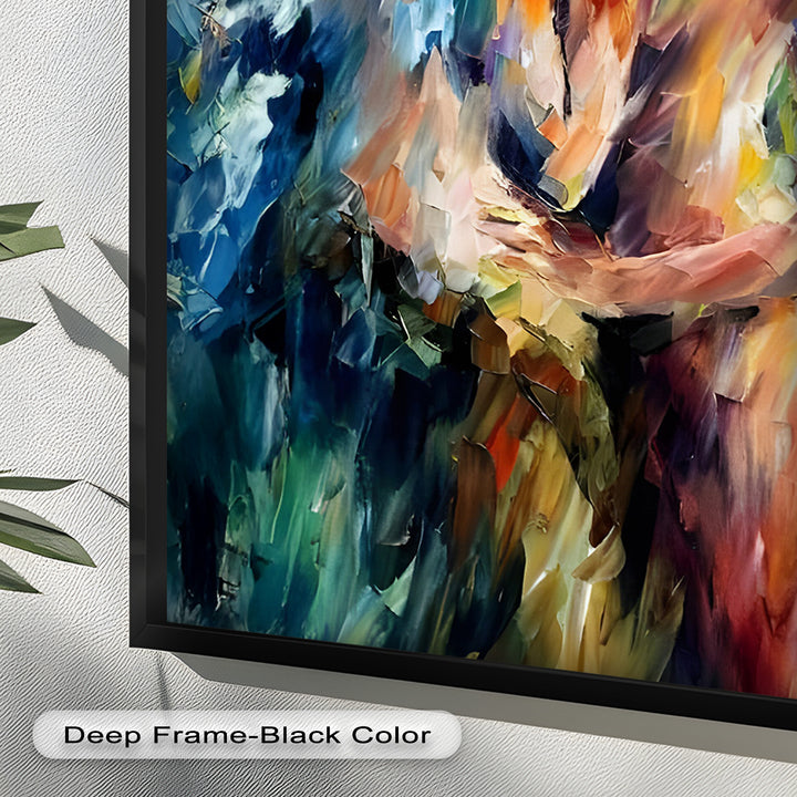 Ethereal Embrace – Abstract Lovers in a Burst of Color Oil Painting