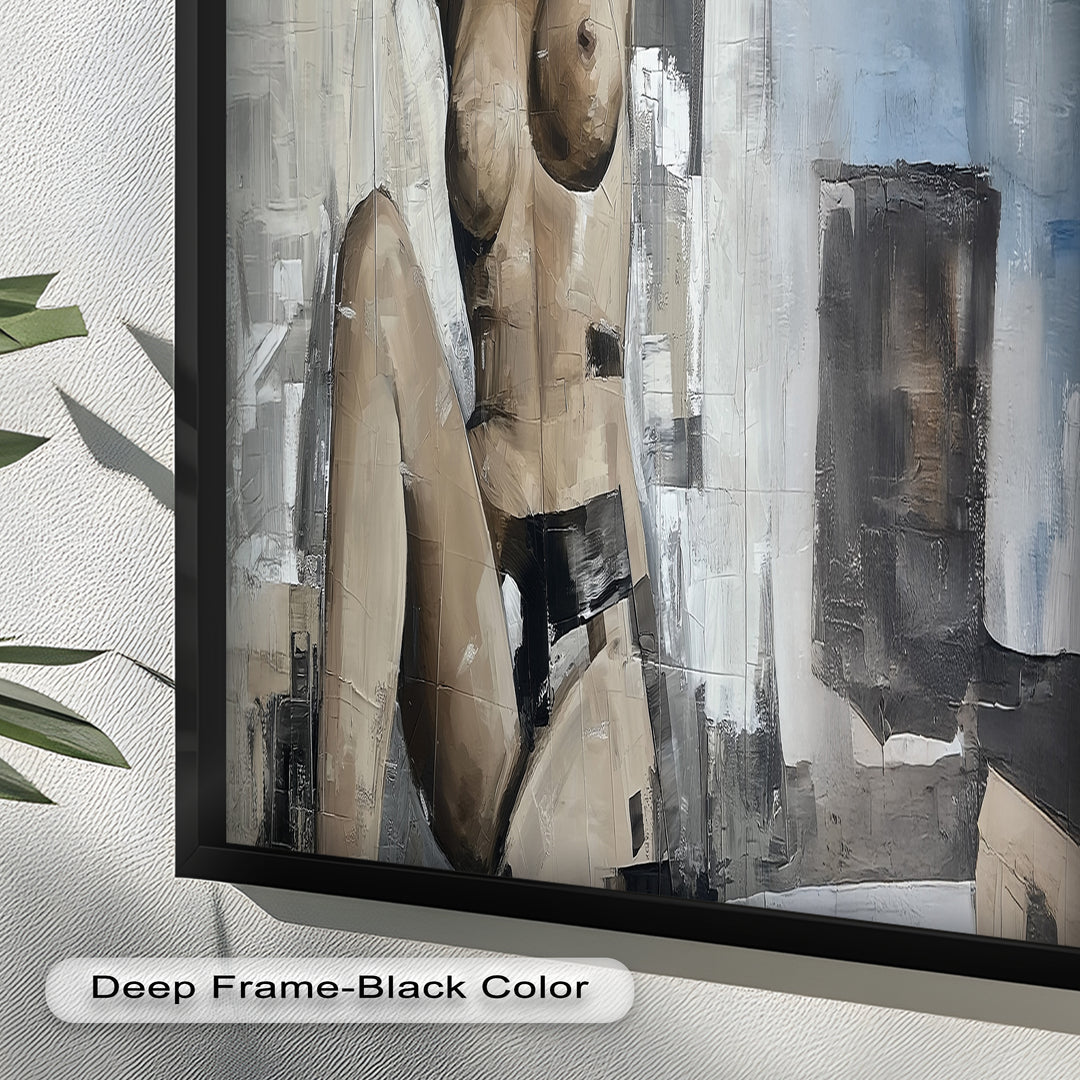 Urban Solitude – Contemporary Nude Oil Painting in Monochrome Hues