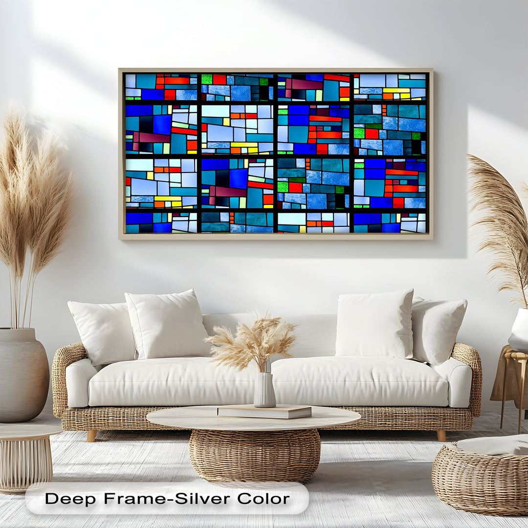 Farbblock-Mosaik-Look Wandkunst – Modernes abstraktes Ölgemälde