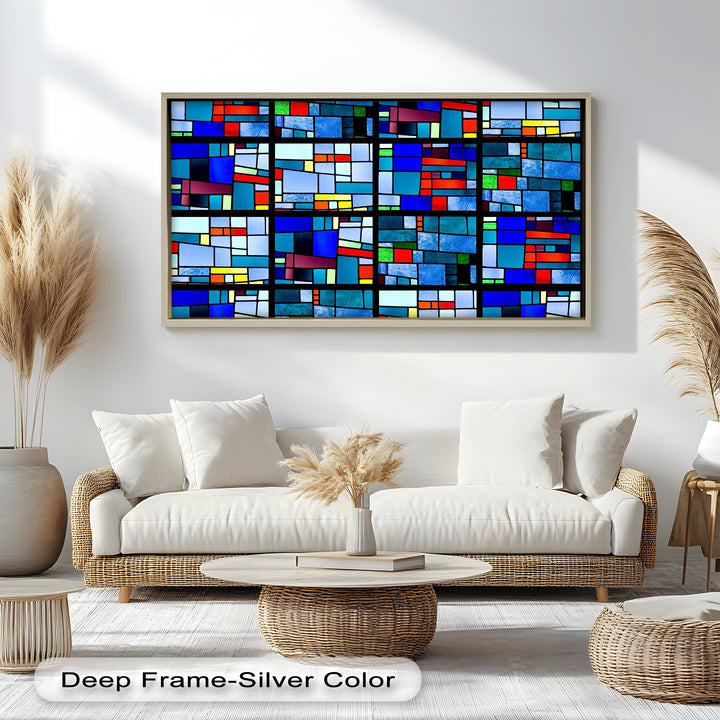 Farbblock-Mosaik-Look Wandkunst – Modernes abstraktes Ölgemälde