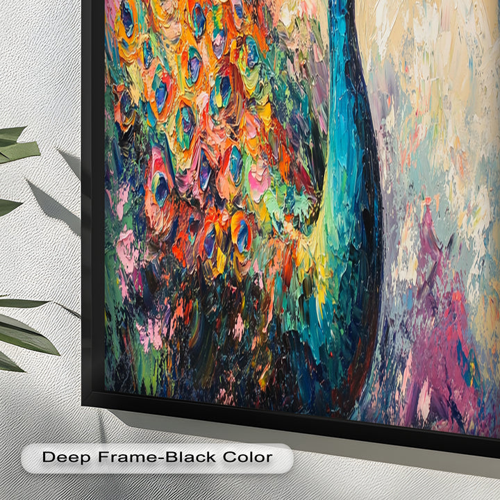 Peacock in Blooming Hues - Animal Oil Painting