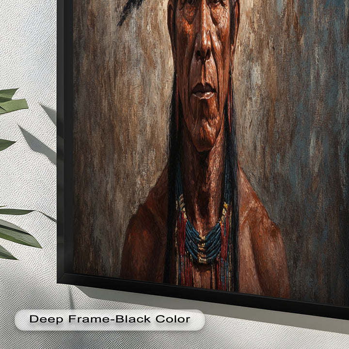 Echo of the Ancestors – Native Warrior Portrait Oil Painting