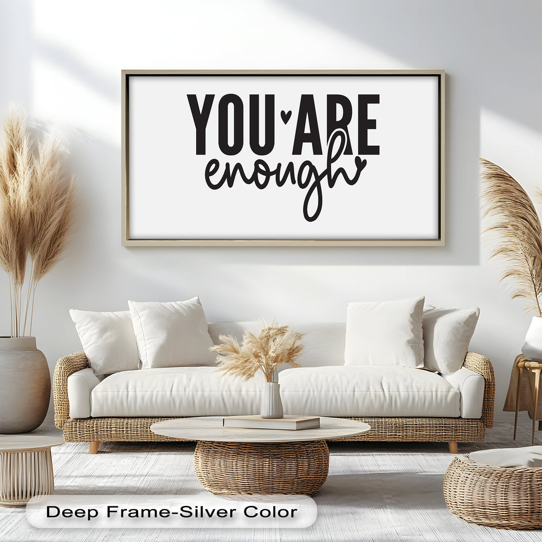 Affirmation Oil Painting – “You Are Enough” Minimalist Monochrome Art
