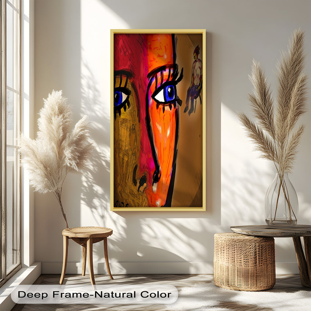 Gaze of Fire – Abstract Portrait with Distant Figure Picasso Oil Painting