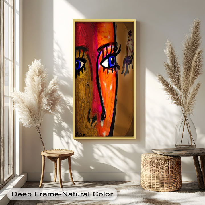 Gaze of Fire – Abstract Portrait with Distant Figure Picasso Oil Painting