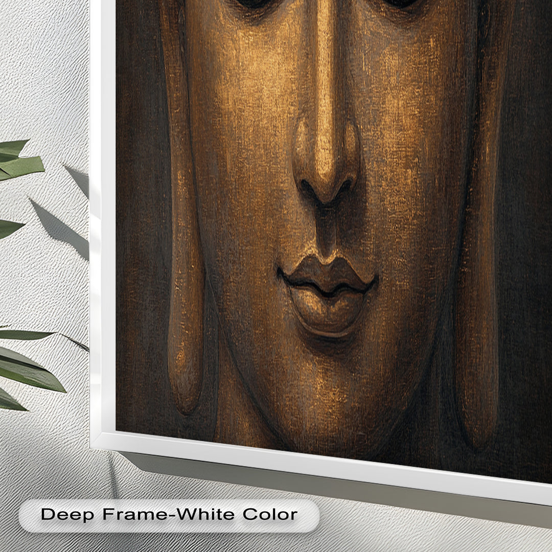 Golden Buddha Face Wall Art – Religious Oil Painting