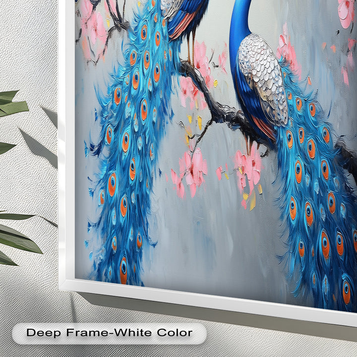 Peacocks Among Cherry Blossoms – Animal Oil Painting