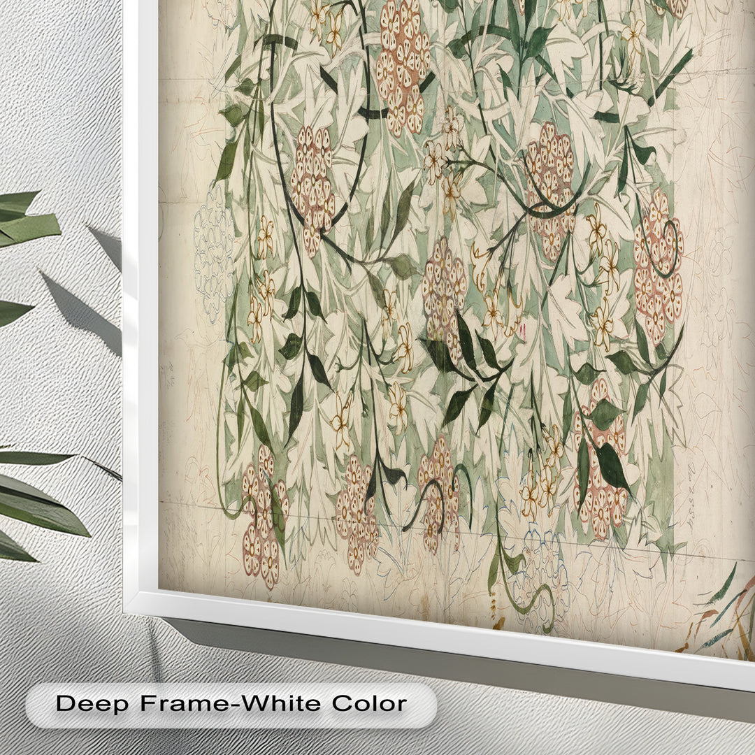 Jasmine Pattern by William Morris – Framed Botanical Oil Painting
