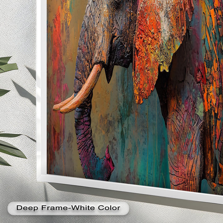 Colorful Elephant – Framed Oil Painting