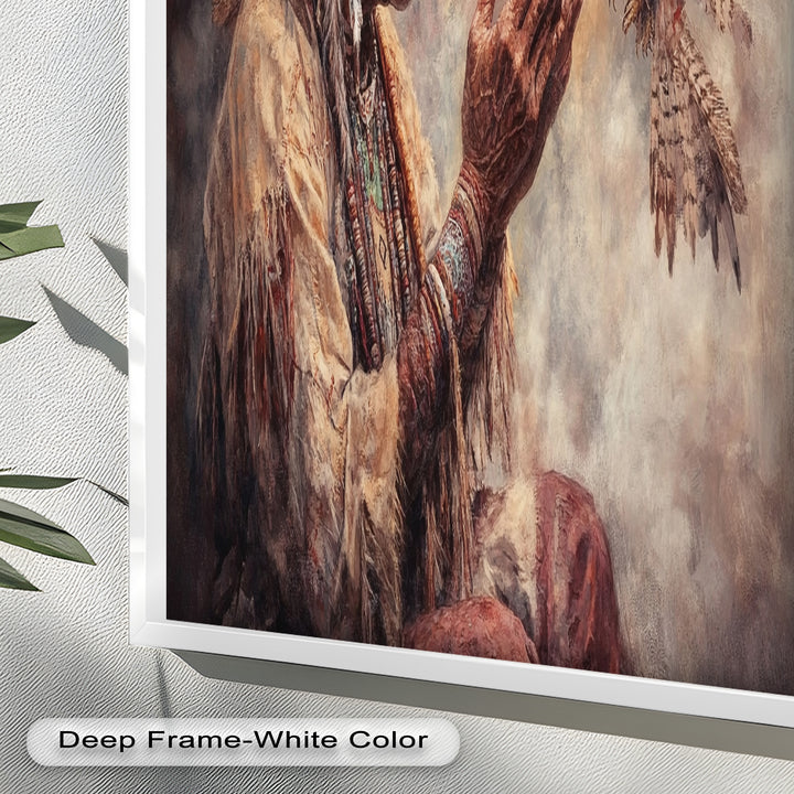 Whisper to the Spirit – Native Elder and Falcon Oil Painting